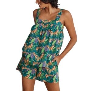 The Company Store Voile Tiger Print Babydoll Pajama Top